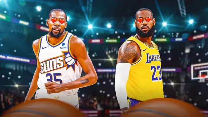 Lakers-news-LeBron-James-Kevin-Durant-shares-genuine-moment-on-the-court-ahead-of-preseason-clash